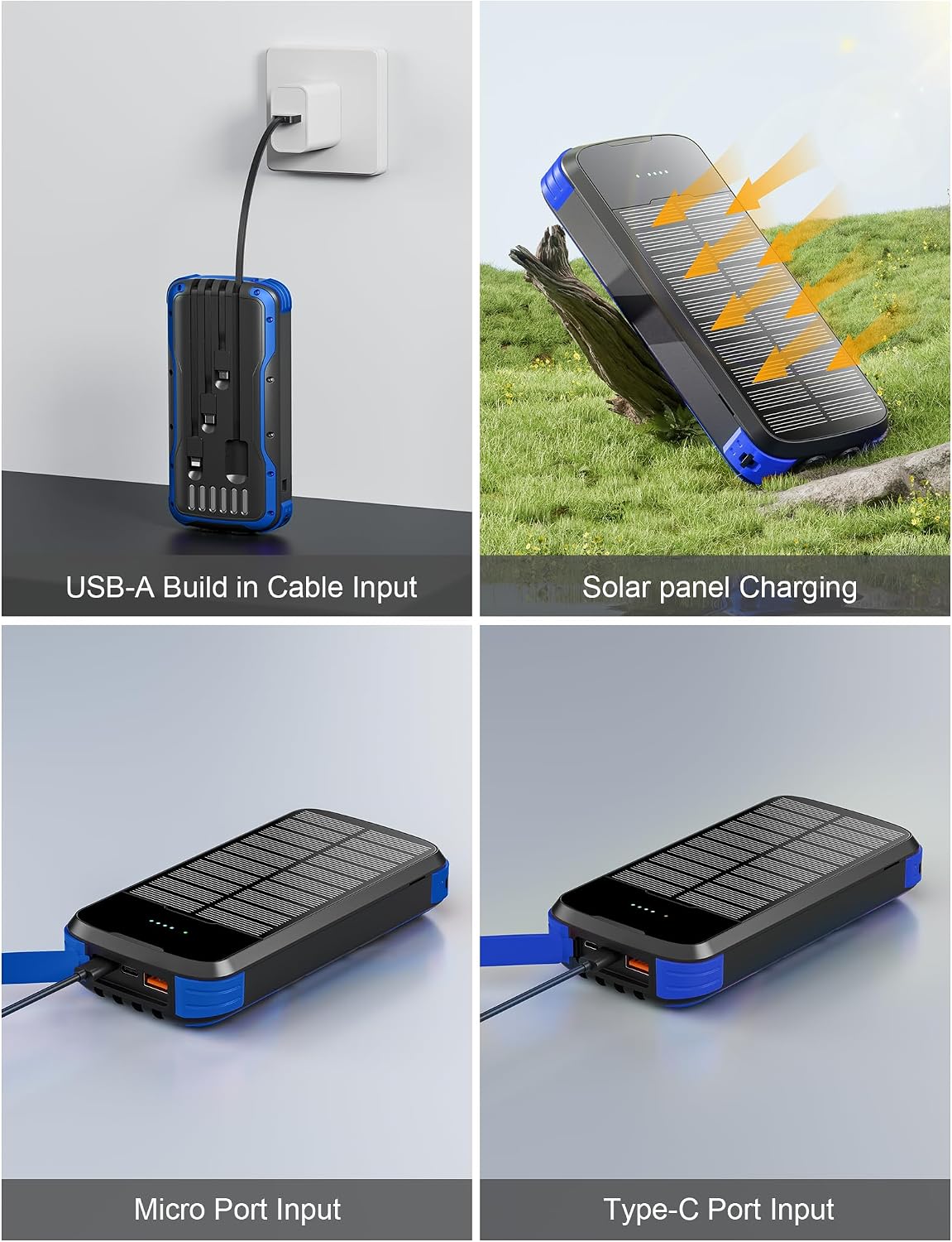 MINRISE Cargador solar, cargador portátil de 40000 mAh, PD de 20 W,...