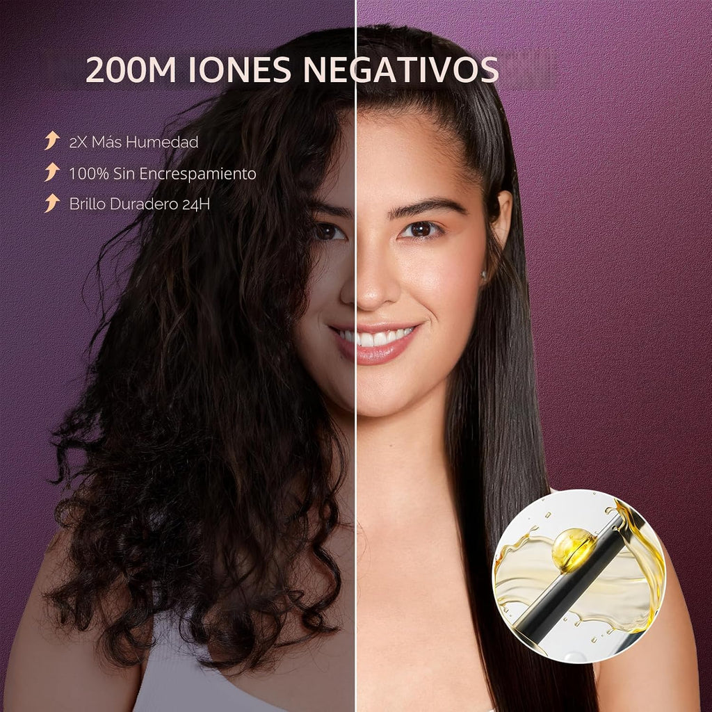 TYMO Cepillo Alisador de Pelo Plancha Plana 2 en 1, 200M Iones Alis...