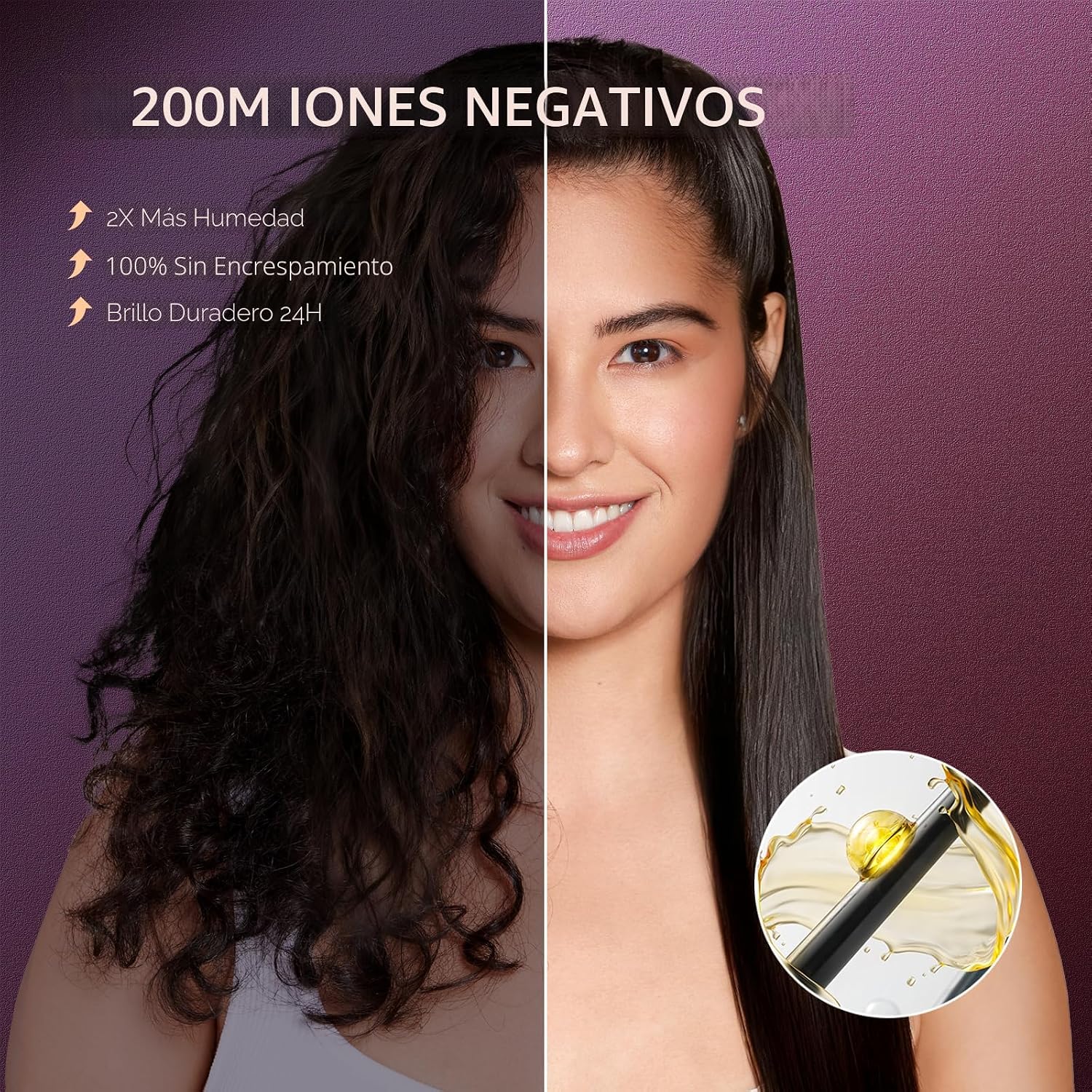 TYMO Cepillo Alisador de Pelo Plancha Plana 2 en 1, 200M Iones Alis...