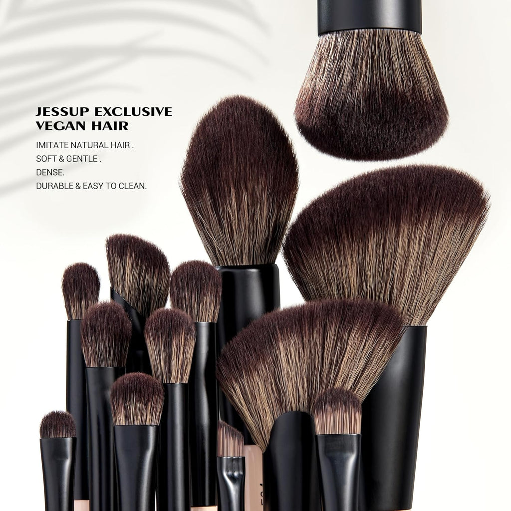 Jessup Juego de brochas de maquillaje, 7 piezas, brochas de doble c...