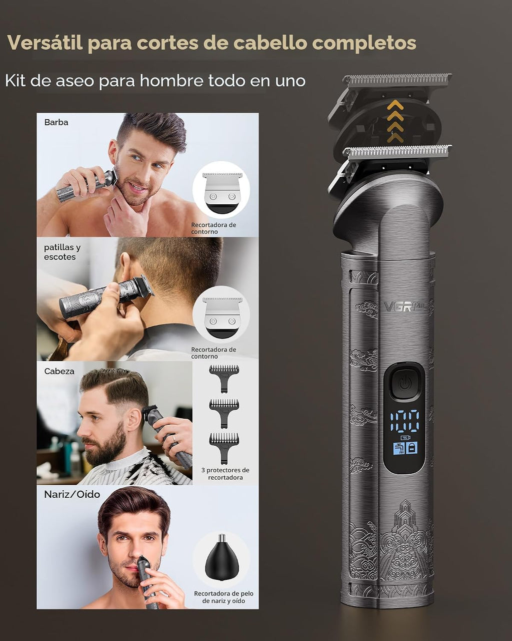 Vgrpro Juego de cortapelos y recortadores para hombres profesional,...