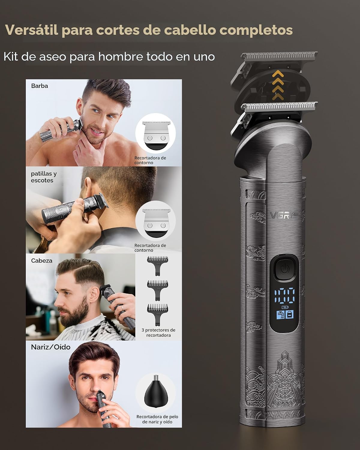 Vgrpro Juego de cortapelos y recortadores para hombres profesional,...