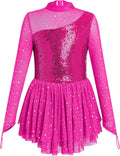 Vestido de patinaje artístico para niña, con lentejuelas brillantes...
