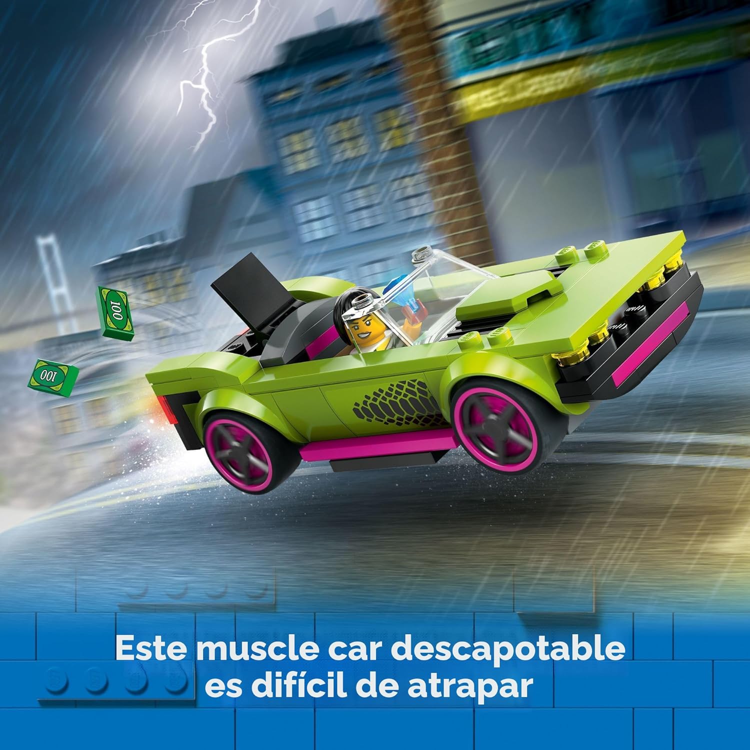 LEGO Coche de policía de la ciudad y persecución de autos musculare...