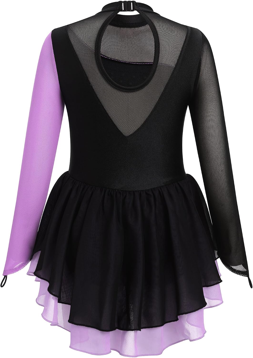 Vestido de patinaje artístico para niña, con cuello alto falso metá...