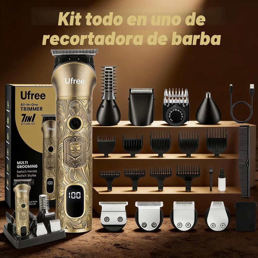 Ufree Cortadora de barba para hombres, afeitadora eléctrica, kit de...