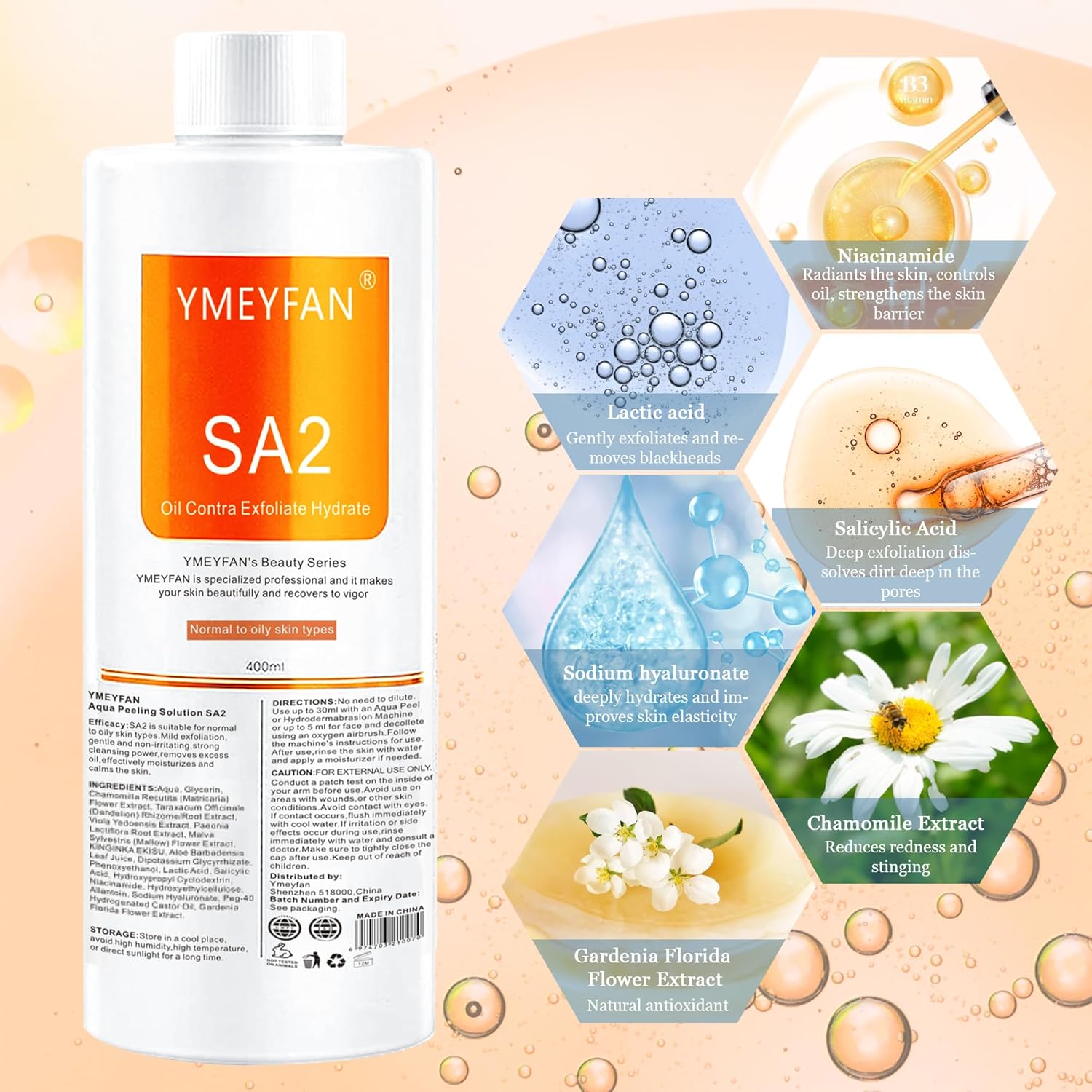 YMEYFAN Solución SA2 (versión en inglés), solución de peeling Aqua...