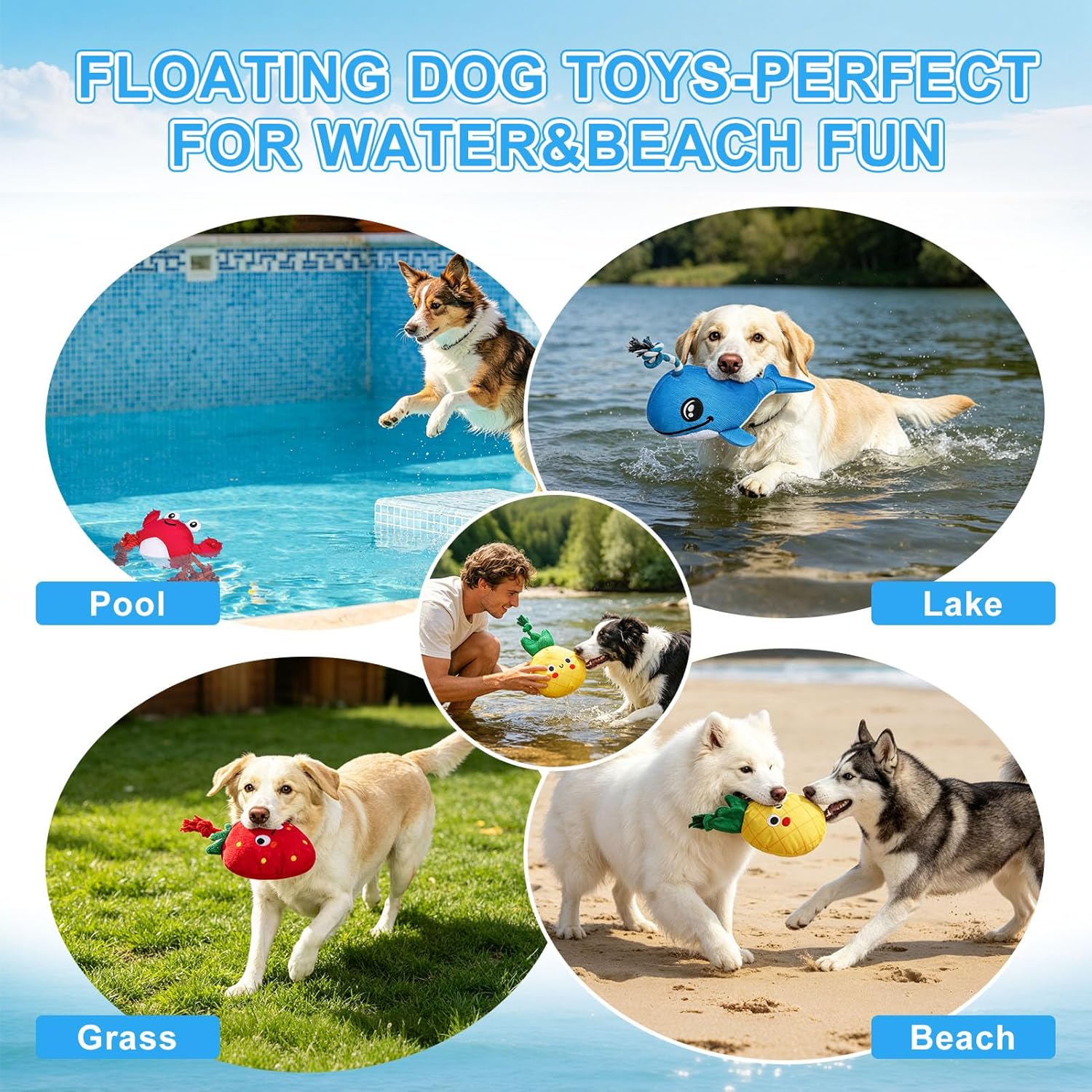 BEAUTYZOO Juguetes flotantes para piscina de agua para perros, paqu...