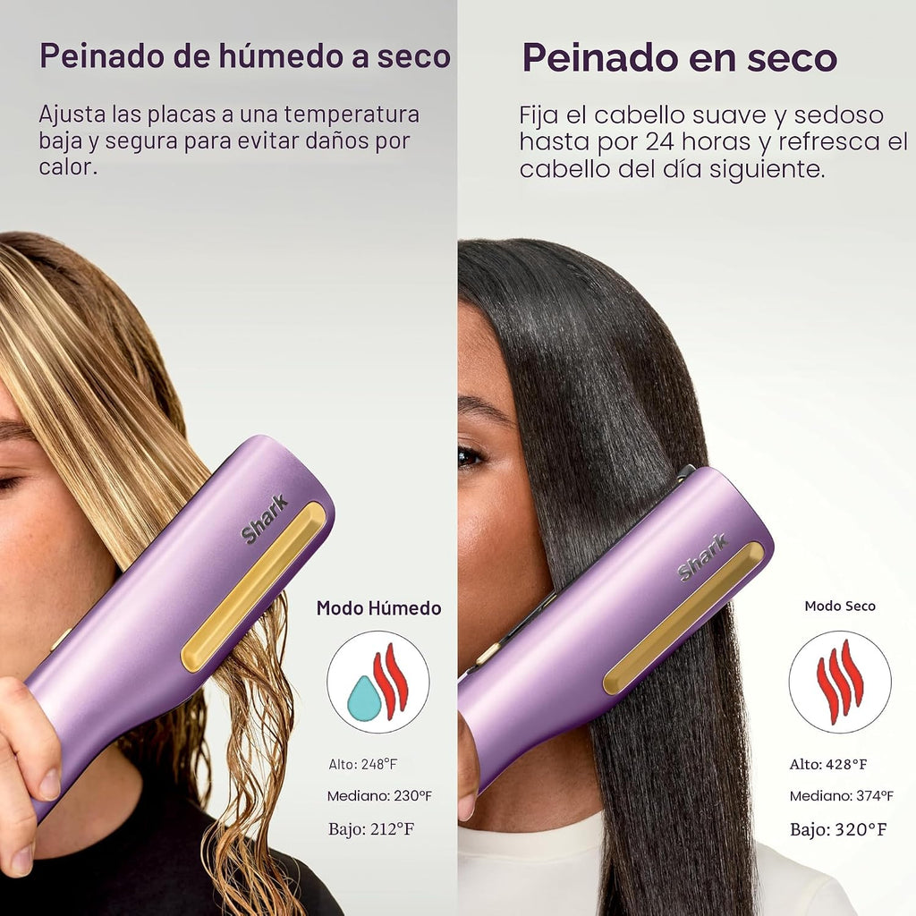 Shark SilkiPro HT400PK - Plancha de aire y secador de pelo, rosa, H...