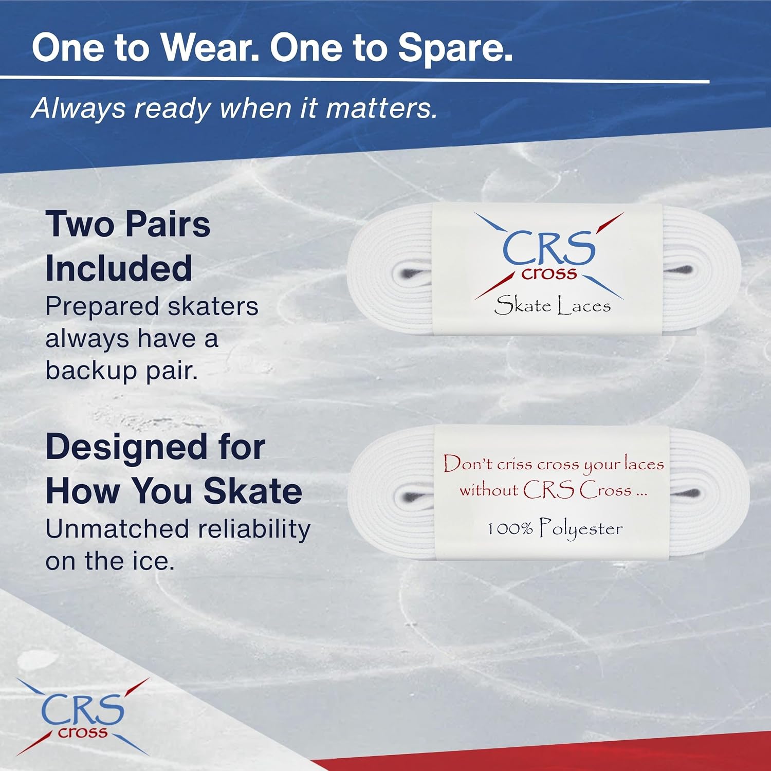 CRS Cross Figure Skate Laces. 2 Pair, White Polyester for Skating |...