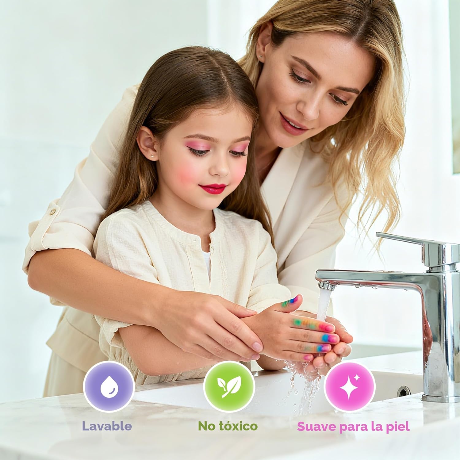PERRYHOME Juego de Maquillaje para Niñas, 63 Piezas Lavable No Tóxi...