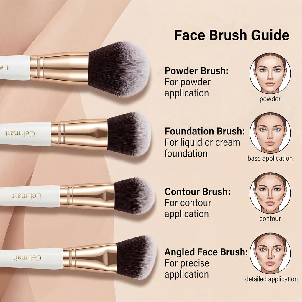 Juego de brochas de maquillaje para profesionales y principiantes,...