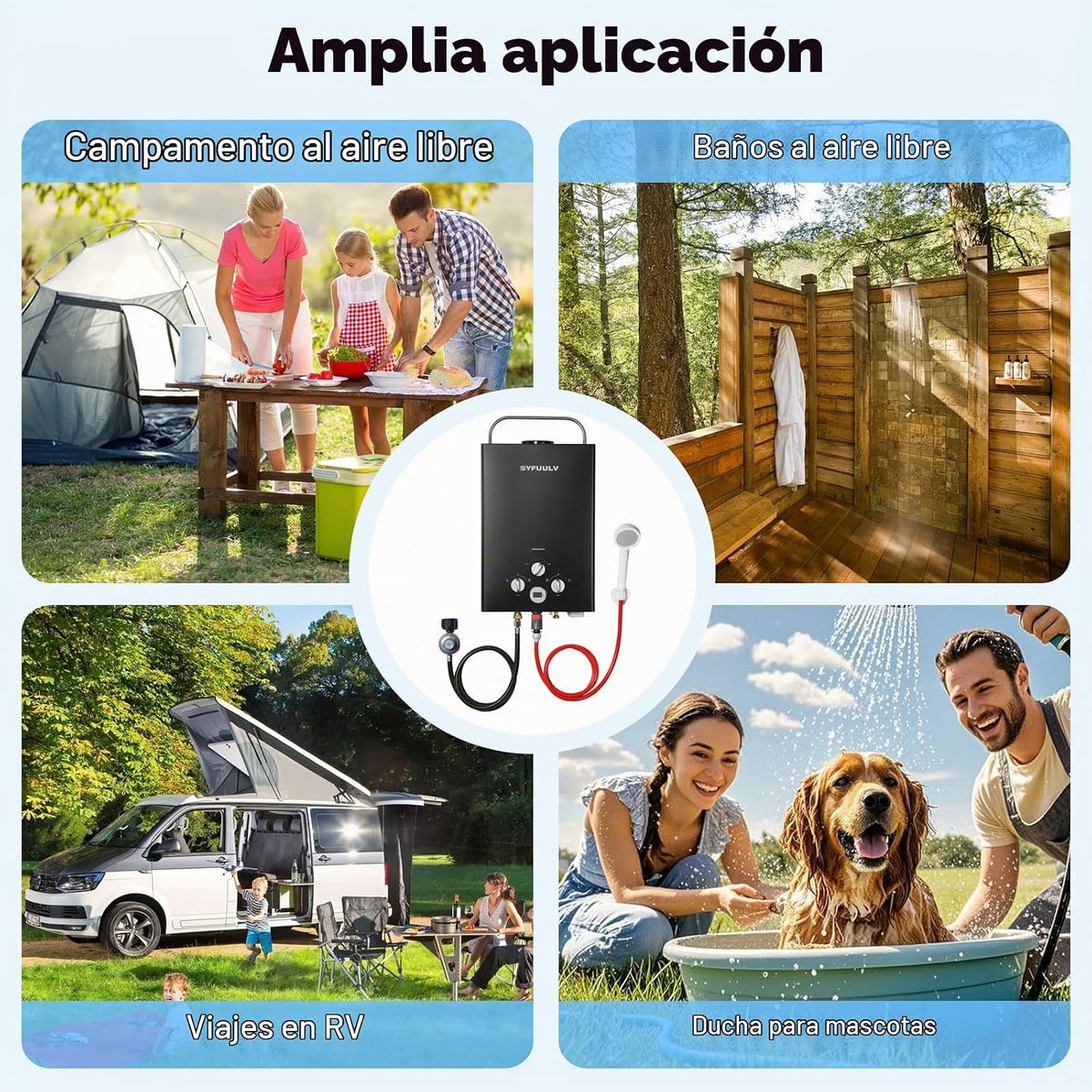Syfuulv Calentador de agua de propano sin tanque, 1.58GPM 6L al air...