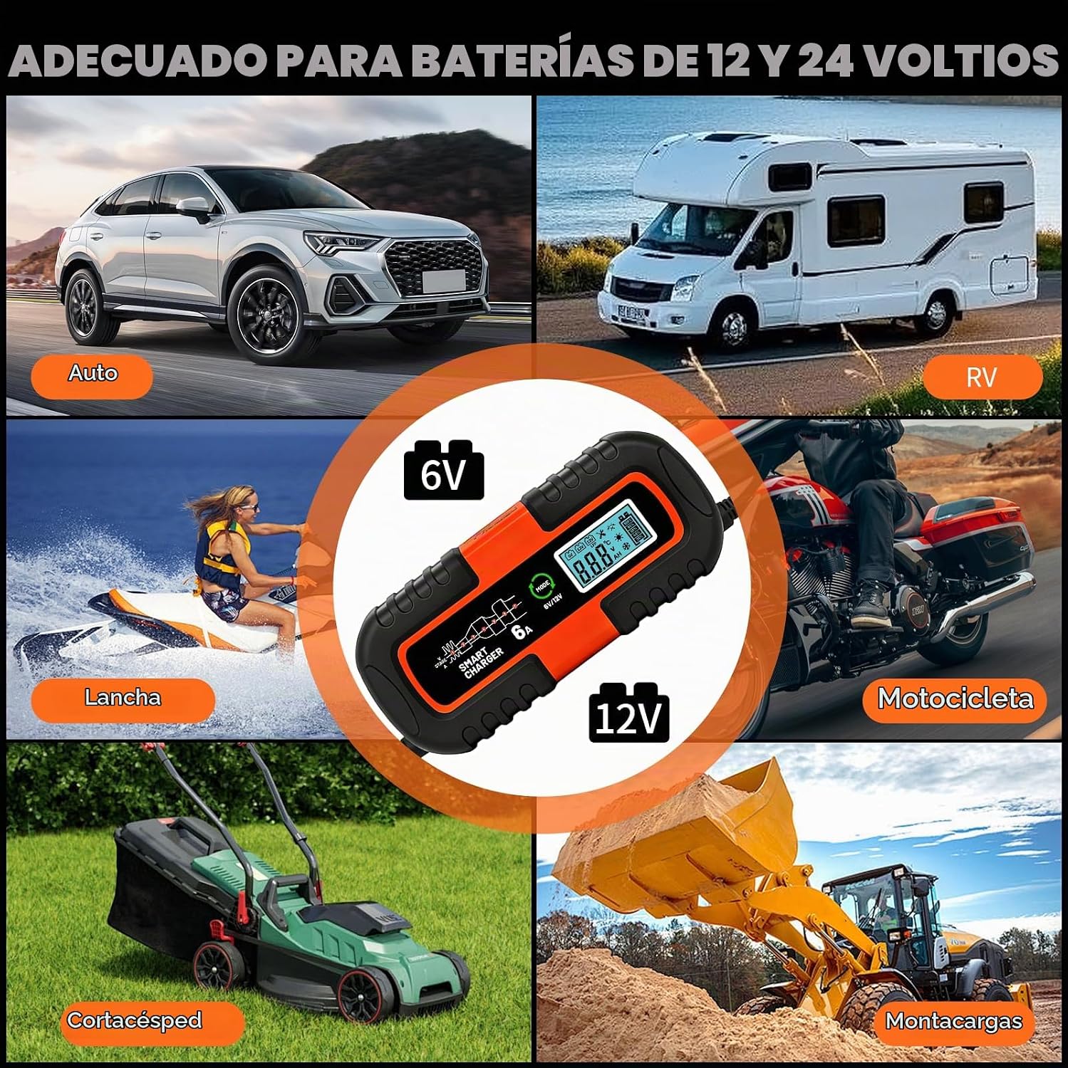 Cargador de batería inteligente de 12 V con reparación de pulsos, c...