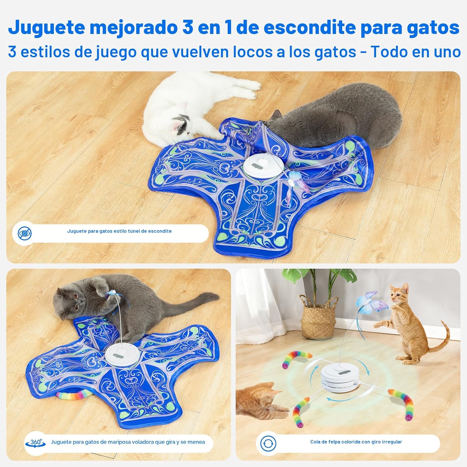Qraxond Juguetes interactivos para gatos de interior, [Nuevamente a...