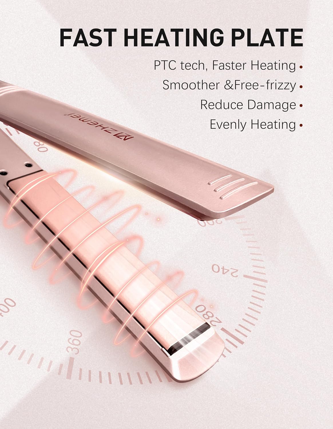 ZM ZHEMEI Plancha para el cabello, plancha plana de 1 pulgada con p...