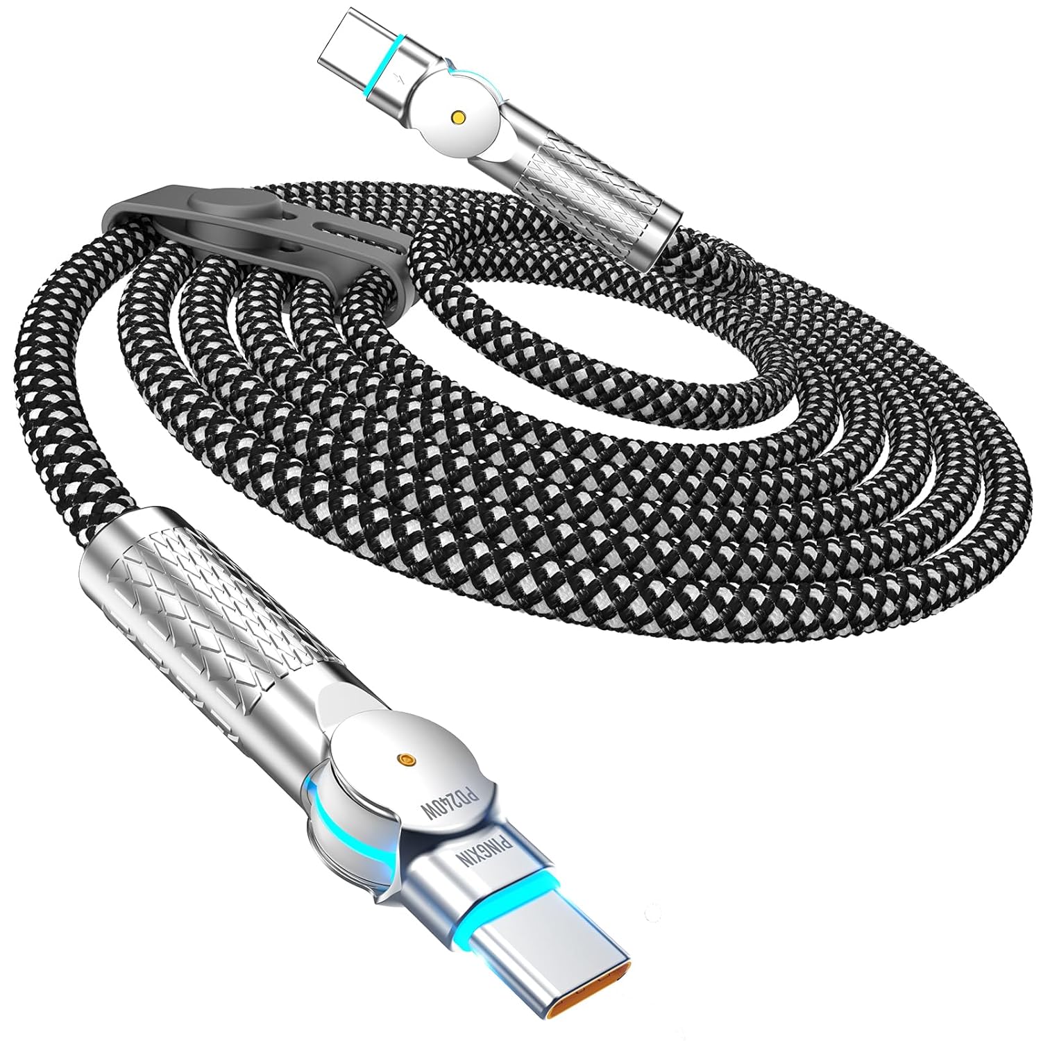 Cable USB C de 3.3 pies, 240 W, trenzado, giratorio de 180°, USB C...