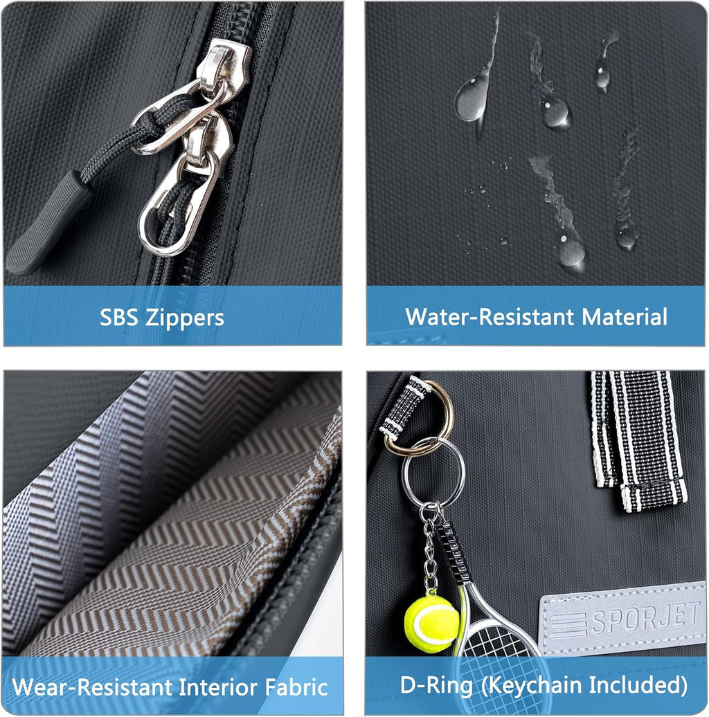 SPORJET Mochila de Tenis con Soporte para 2 Raquetas, Bolsa de Raqu...