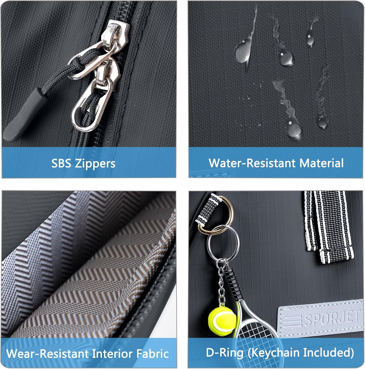 SPORJET Mochila de Tenis con Soporte para 2 Raquetas, Bolsa de Raqu...