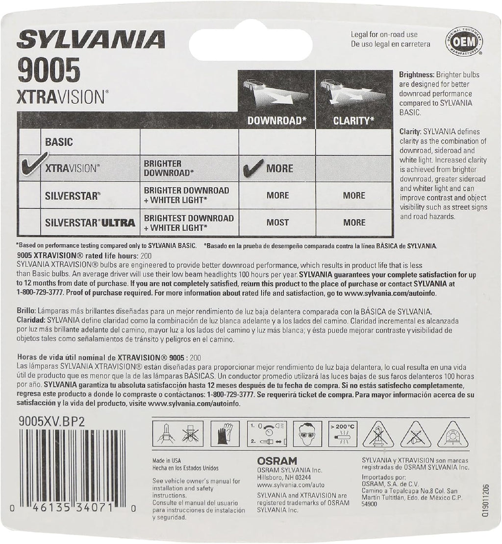Bombilla de faros halógenos XtraVision SYLVANIA 9003 (también compa...