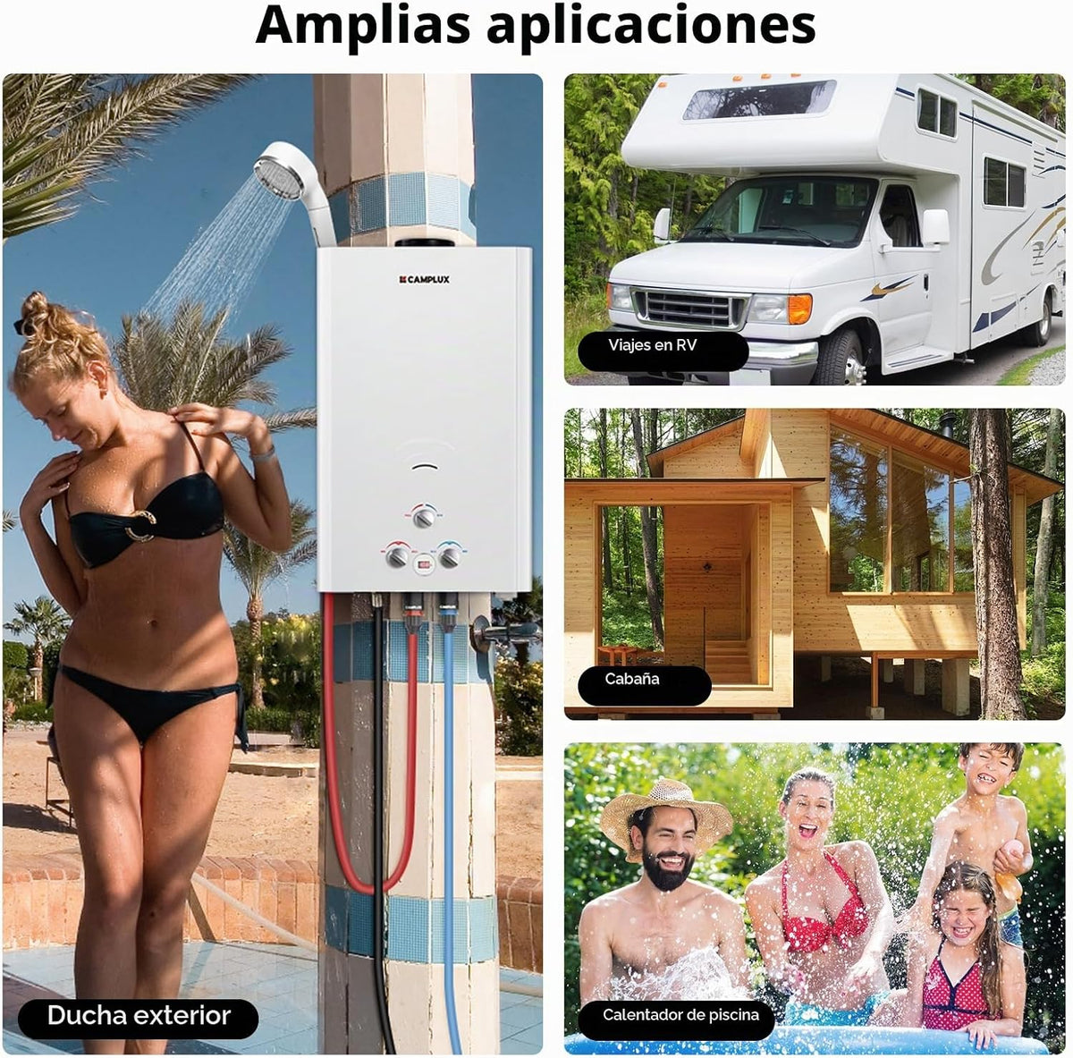 Camplux - Calentador de agua de 16 litros para exteriores, 4.22 GPM...