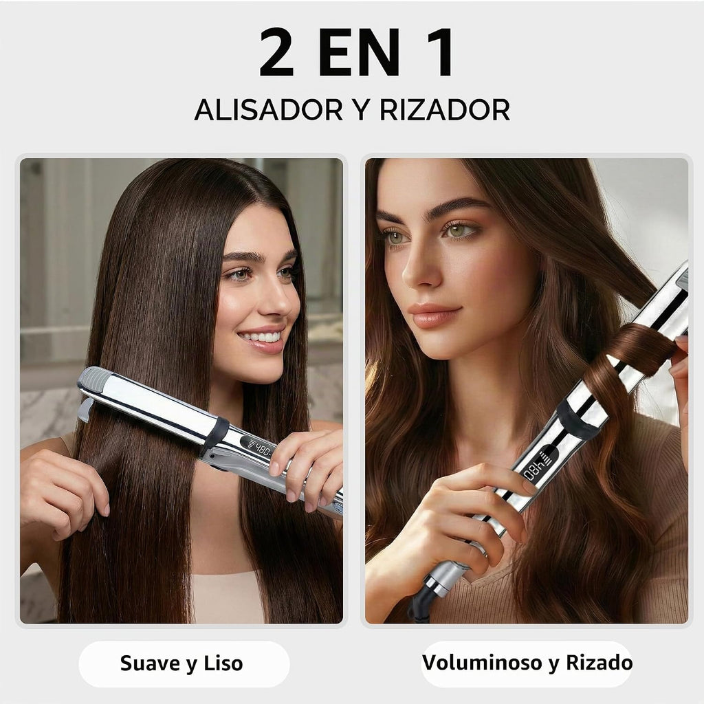 Rozamor - Plancha plana de titanio profesional, plancha y rizador d...