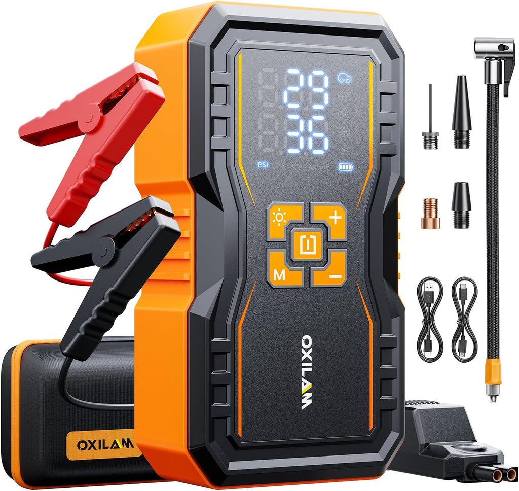 OXILAM Arrancador de salto de 7000 A con compresor de aire de 160 P...