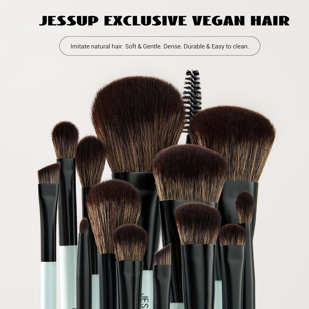 Jessup Juego de brochas de maquillaje, 10 piezas, doble cara para b...