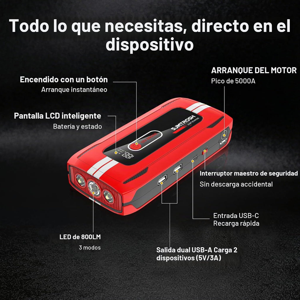 Arrancador de 5000 A pico de 5000 A, caja de salto de batería de 12...