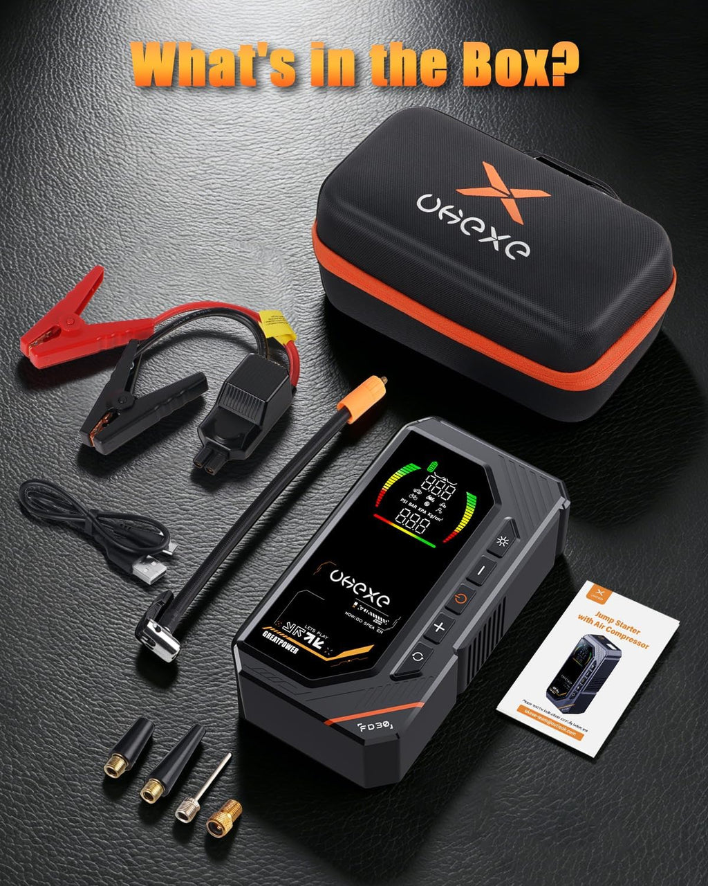 UKEXE Arrancador de salto de 5000 A con compresor de aire de 160 PS...