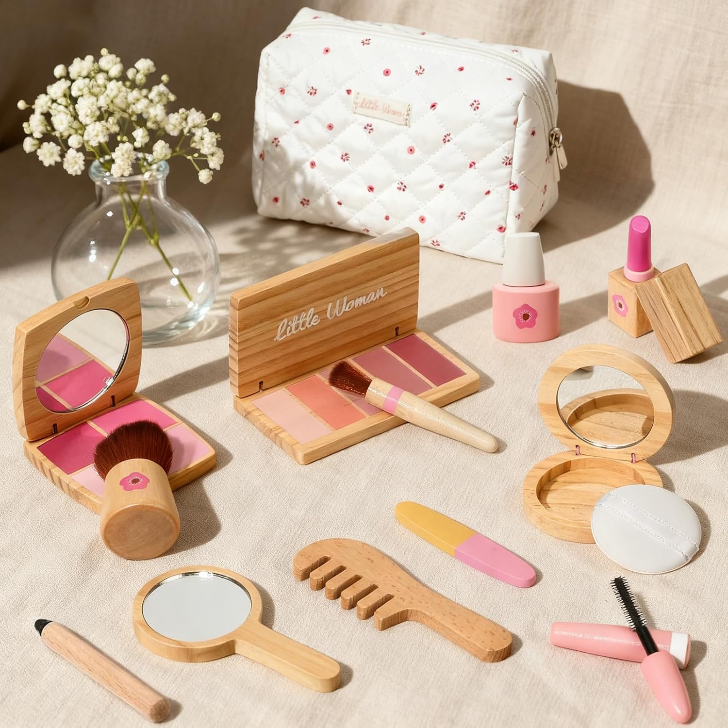 Kit de maquillaje de madera de simulación para niños pequeños: set...
