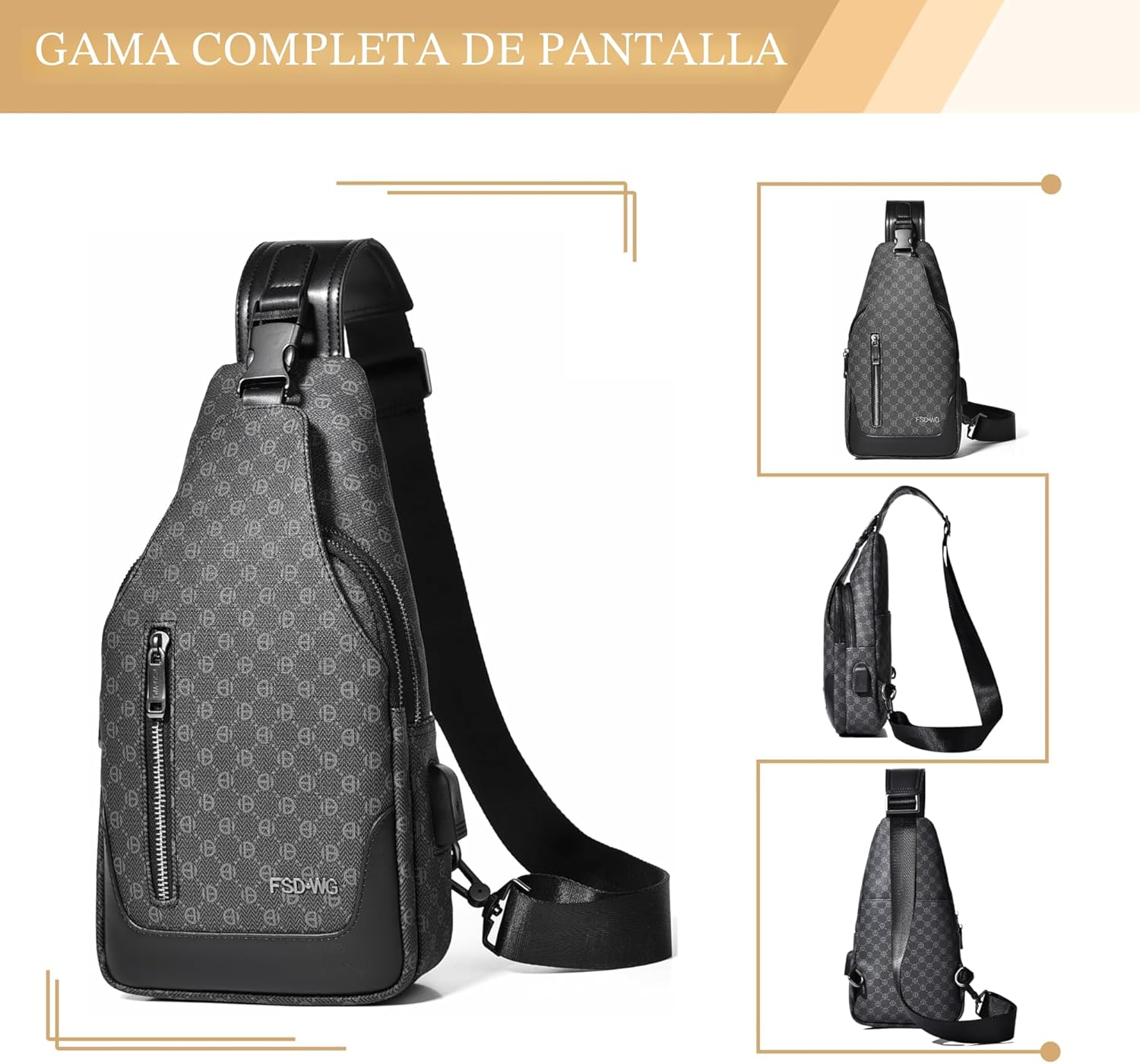 FSD WG - Mochila de hombro para hombres, bolsa de pecho, bandolera,...
