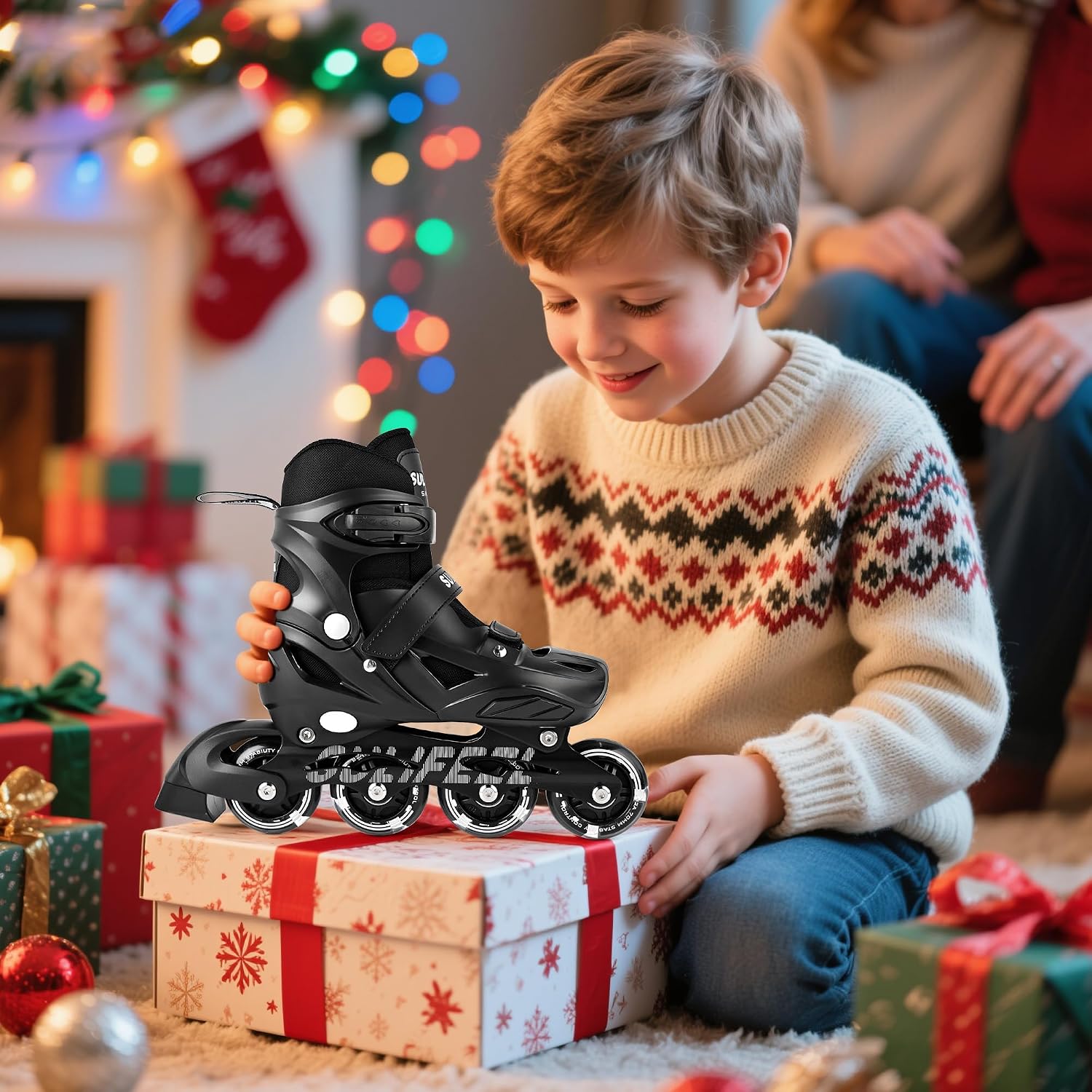 SULIFEEL Adjustable Light Up Kids Inline Skates Hard Shell Boys Gir...