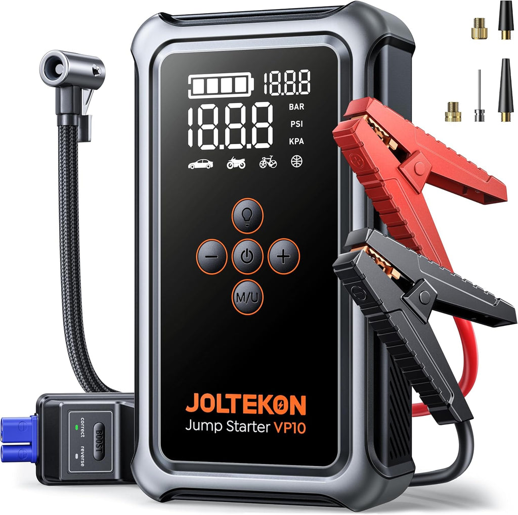 Joltekon Arrancador de batería de coche con compresor de aire de 60...