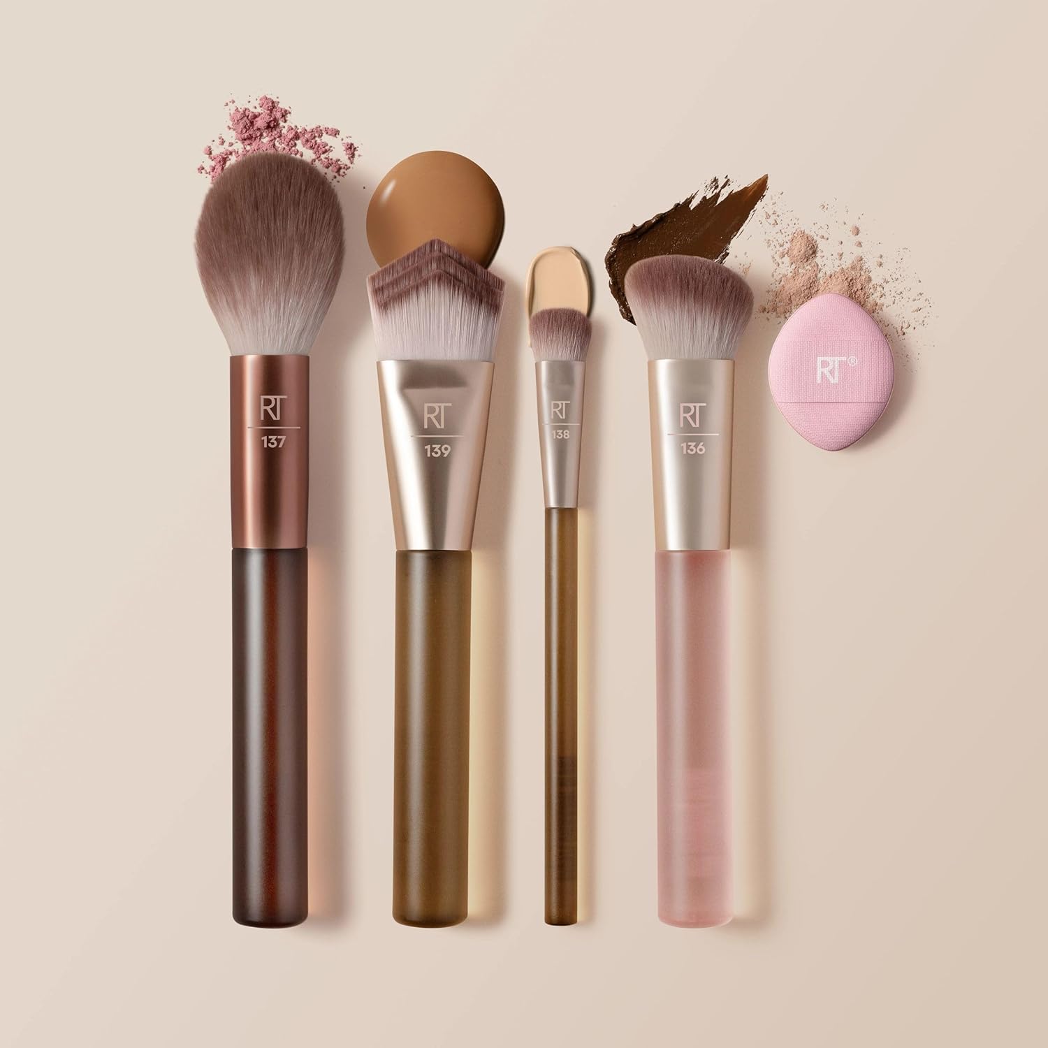 Real Techniques New Nudes - Kit de base borrosa, juego de 5 brochas...