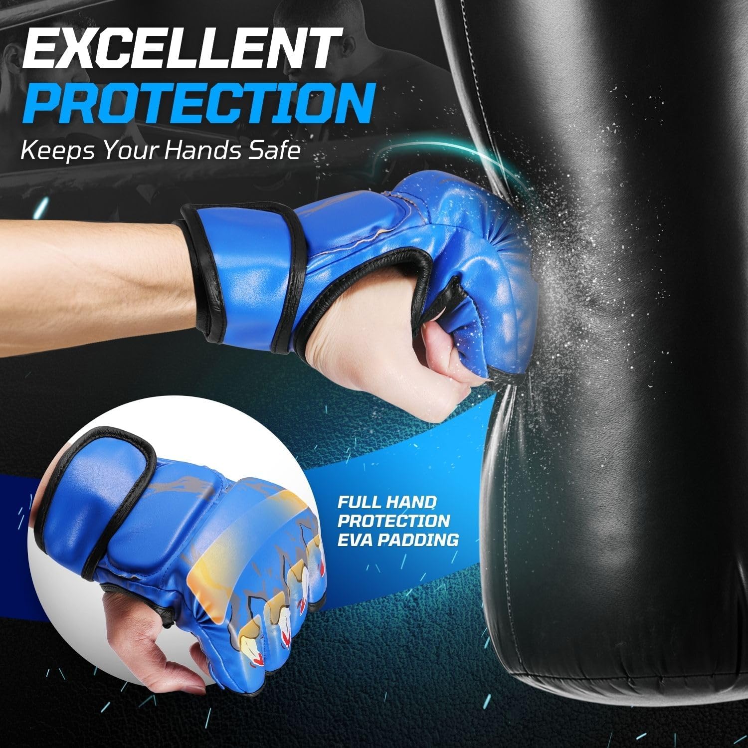 Flexzion, guantes de boxeo con dedos descubiertos - Grappling, MMA,...