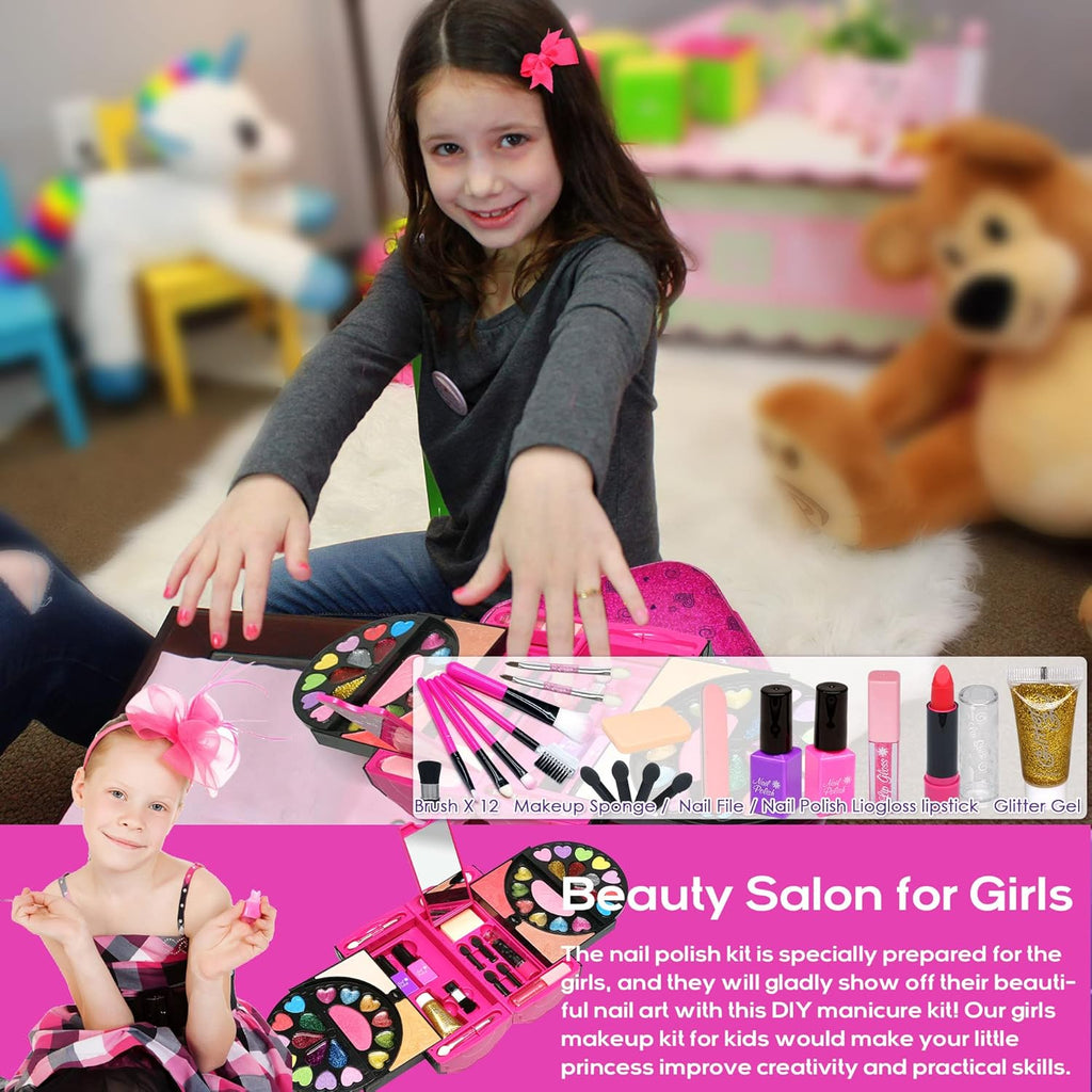 Kit de maquillaje infantil para niñas, 59 piezas de maquillaje real...