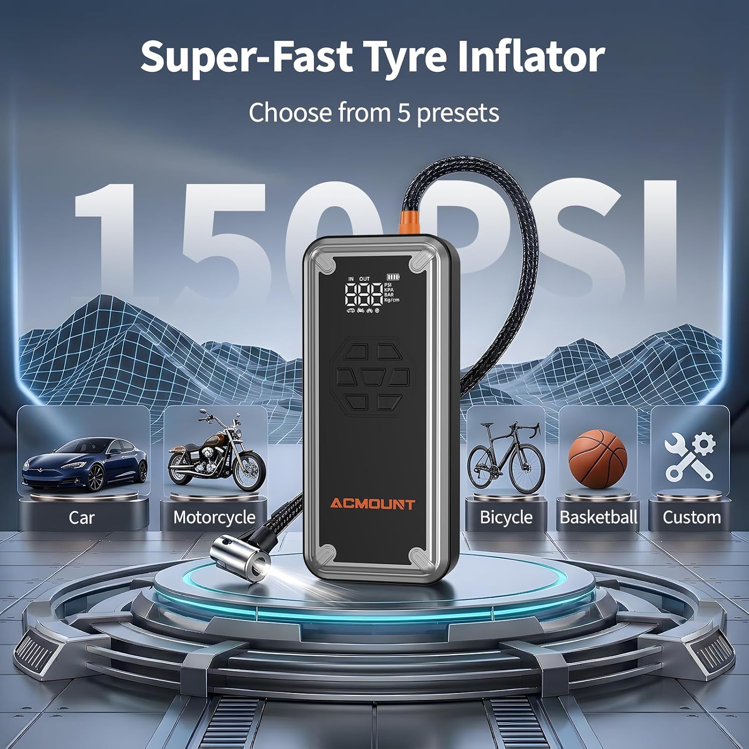 ACMOUNT Arrancador de salto W160 5000A con compresor de aire 150PSI...