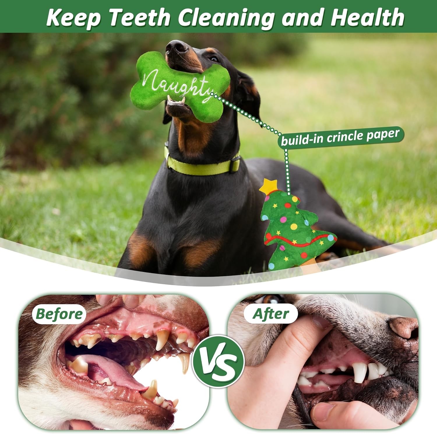 LECHONG Juguetes de Navidad para perros, 4 juguetes chirriantes par...