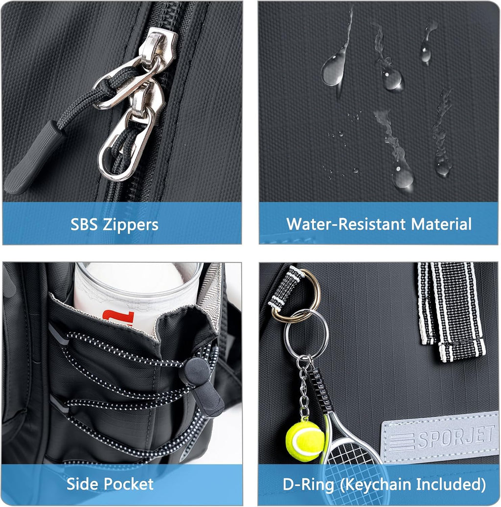 SPORJET Mochila de Tenis con Soporte para 2 Raquetas, Bolsa de Raqu...