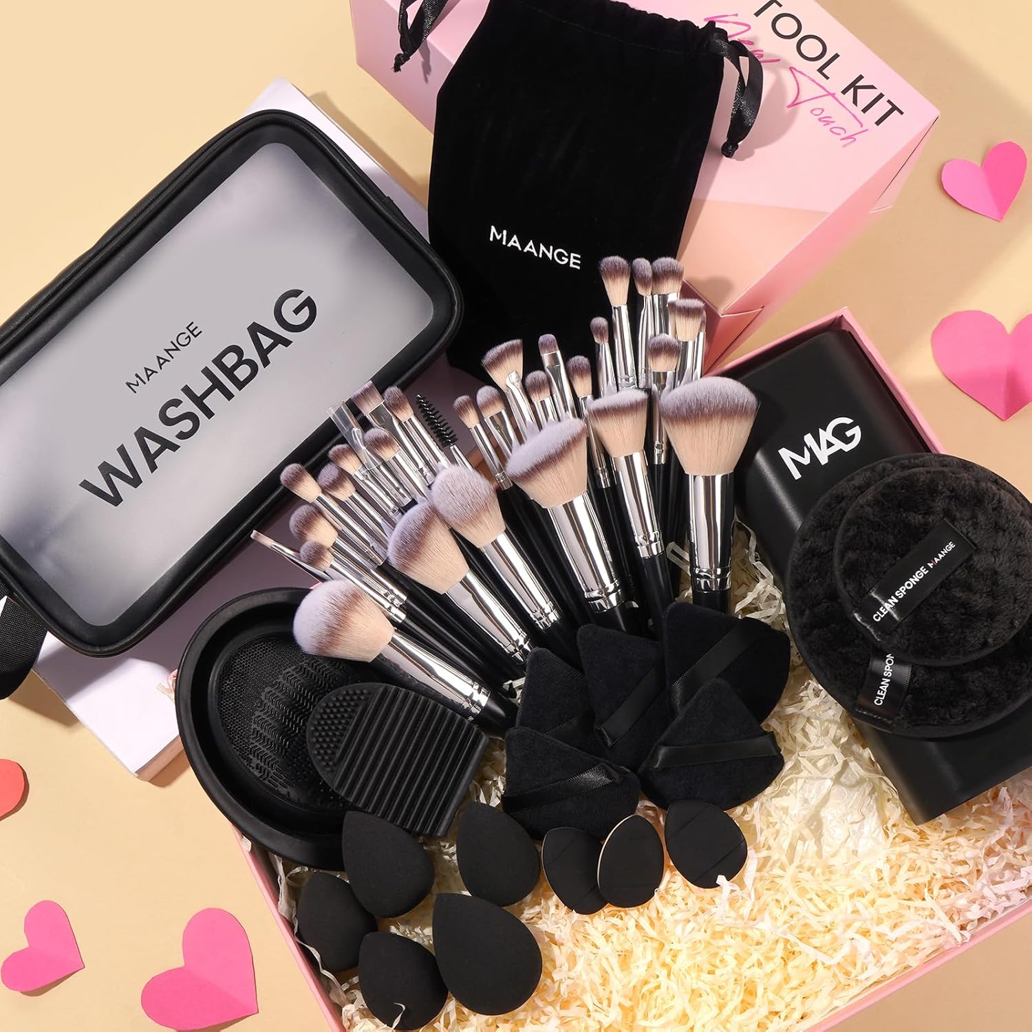 MAANGE Juego de brochas de maquillaje 51 PIEZAS, brochas de maquill...
