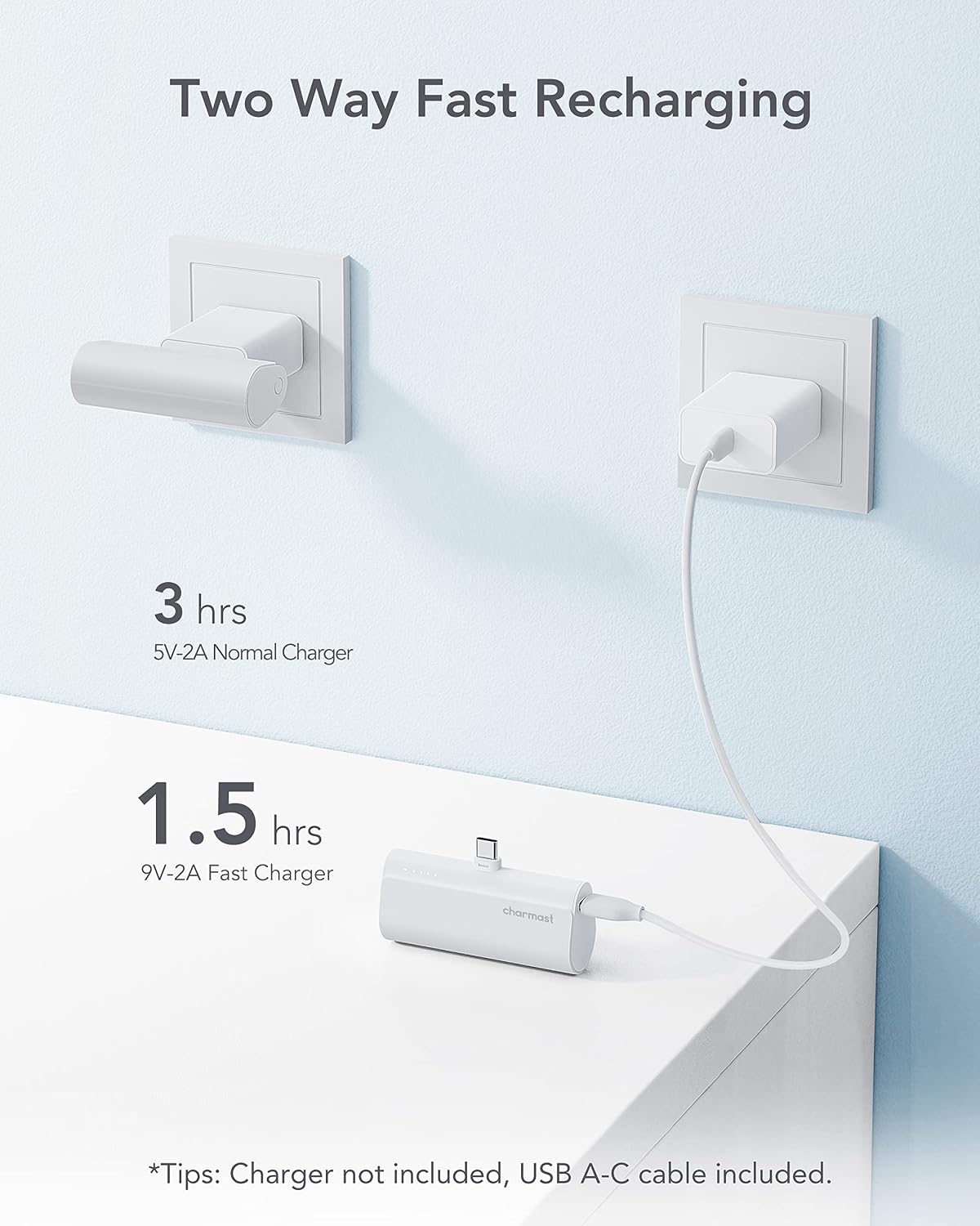 Cargador portátil charmast USB C para iPhone 17\/16\/15, paquete de...