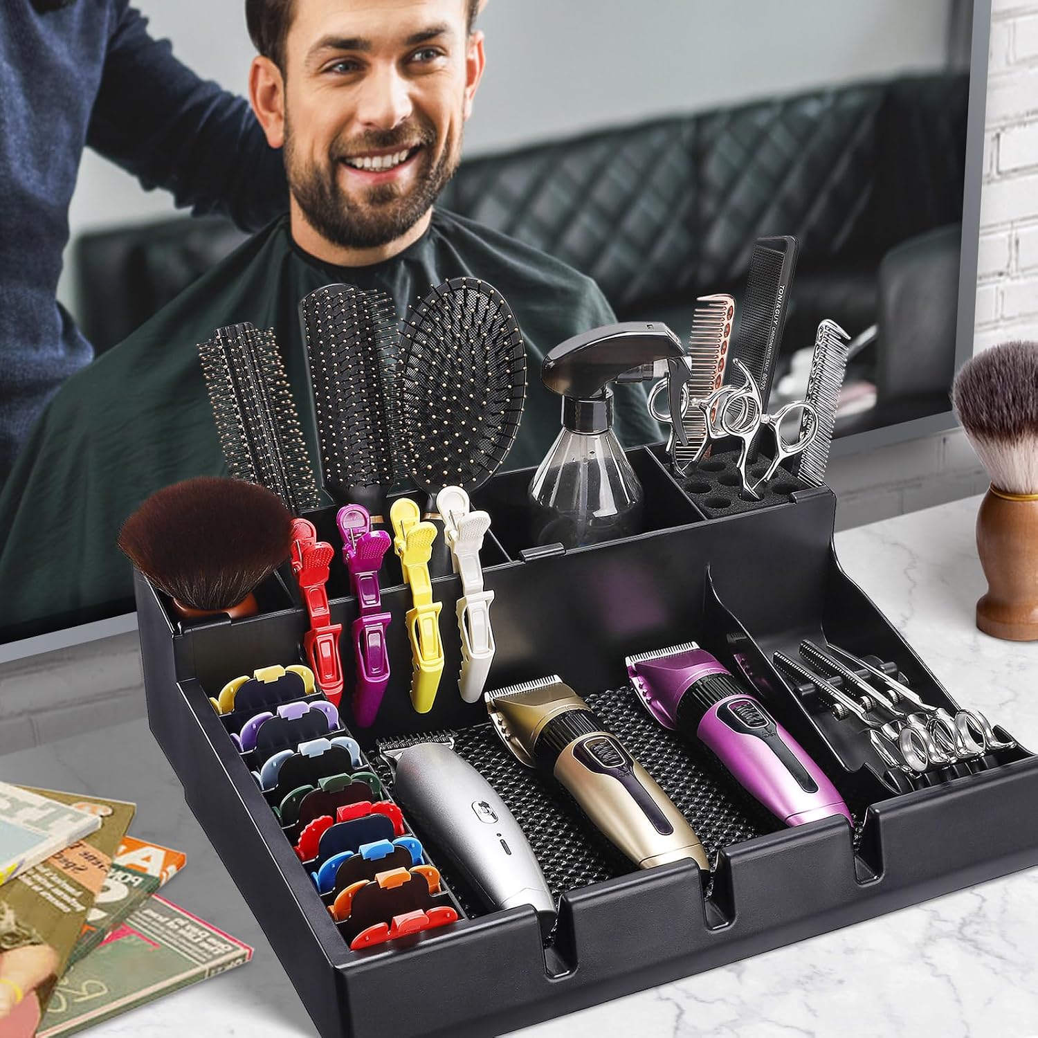 Organizador Grande de Estación de Barbería para Cortadoras con Cabl...