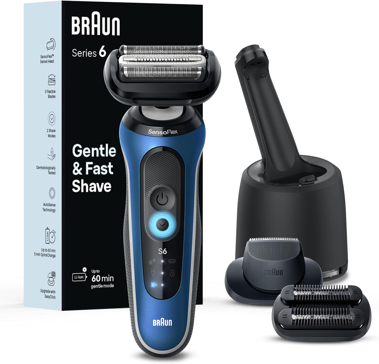 Braun Afeitadora eléctrica para hombre, serie 6 6177cc, afeitado en...