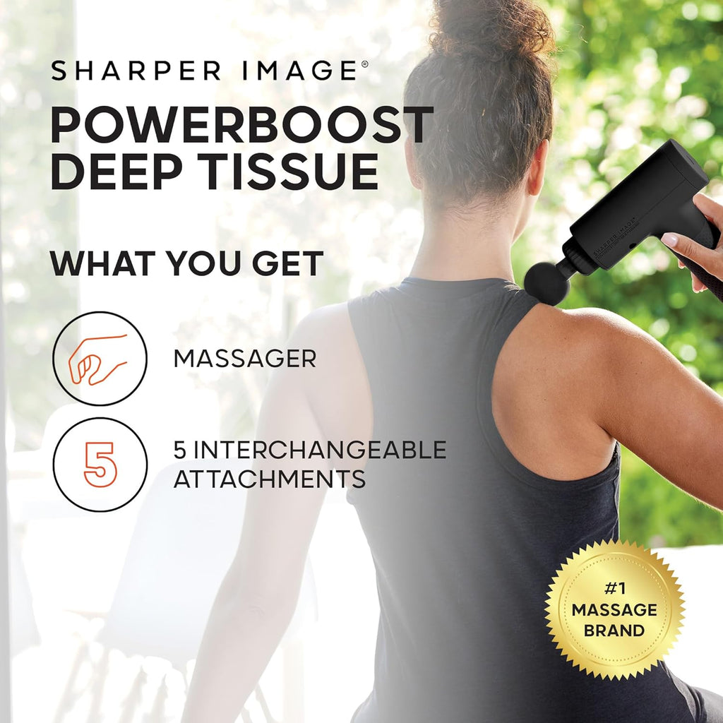 Sharper Image Deep Tissue Percussion Massage Gun, Powerboost Rechar...