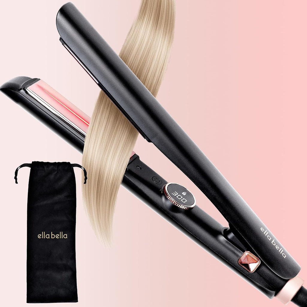 ELLA BELLA® Plancha de pelo delgada con rizador infrarrojo 2 en 1 |...