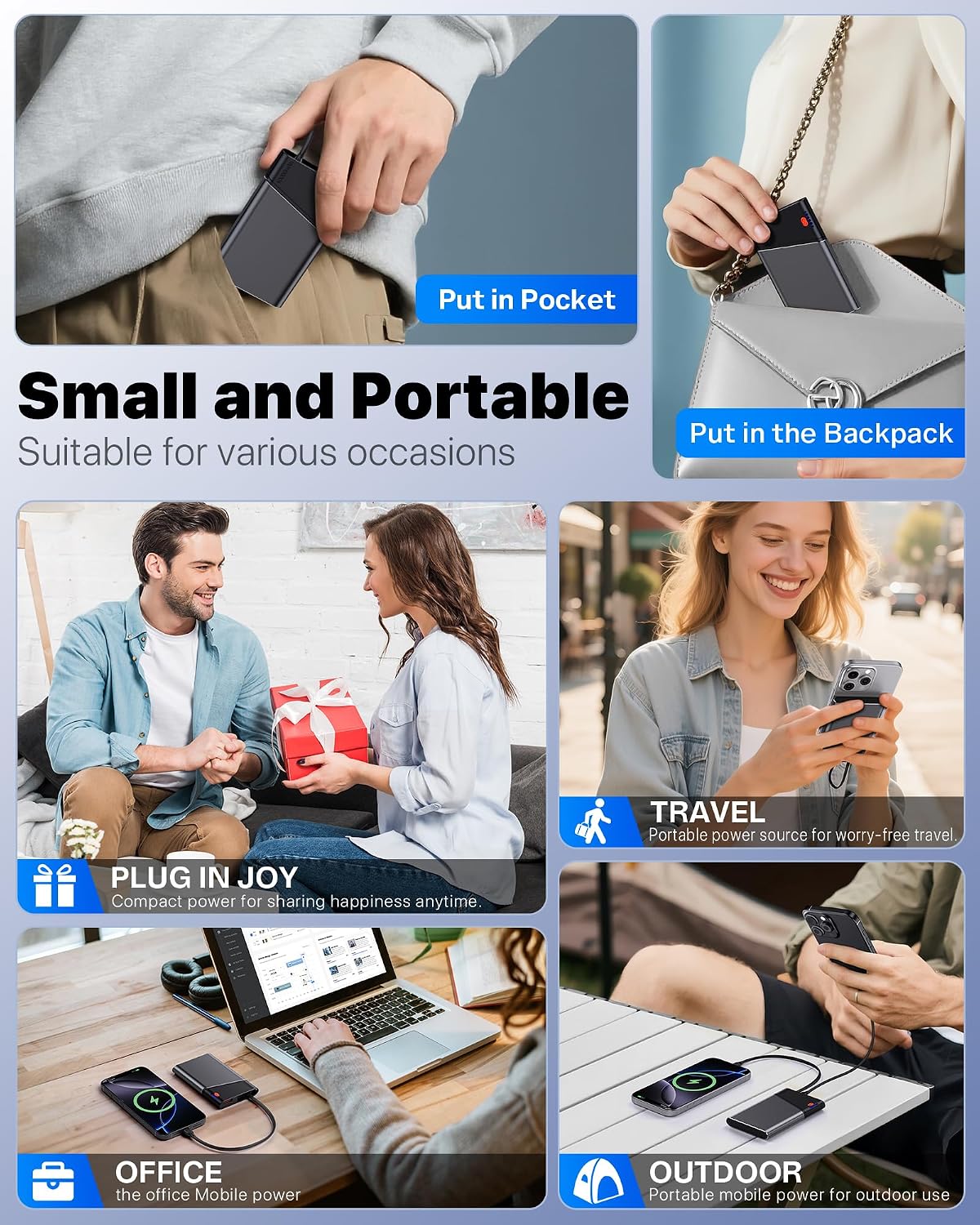 Aaoyun Cargador portátil con cargador portátil, 10,000 mAh, 22,5 W,...