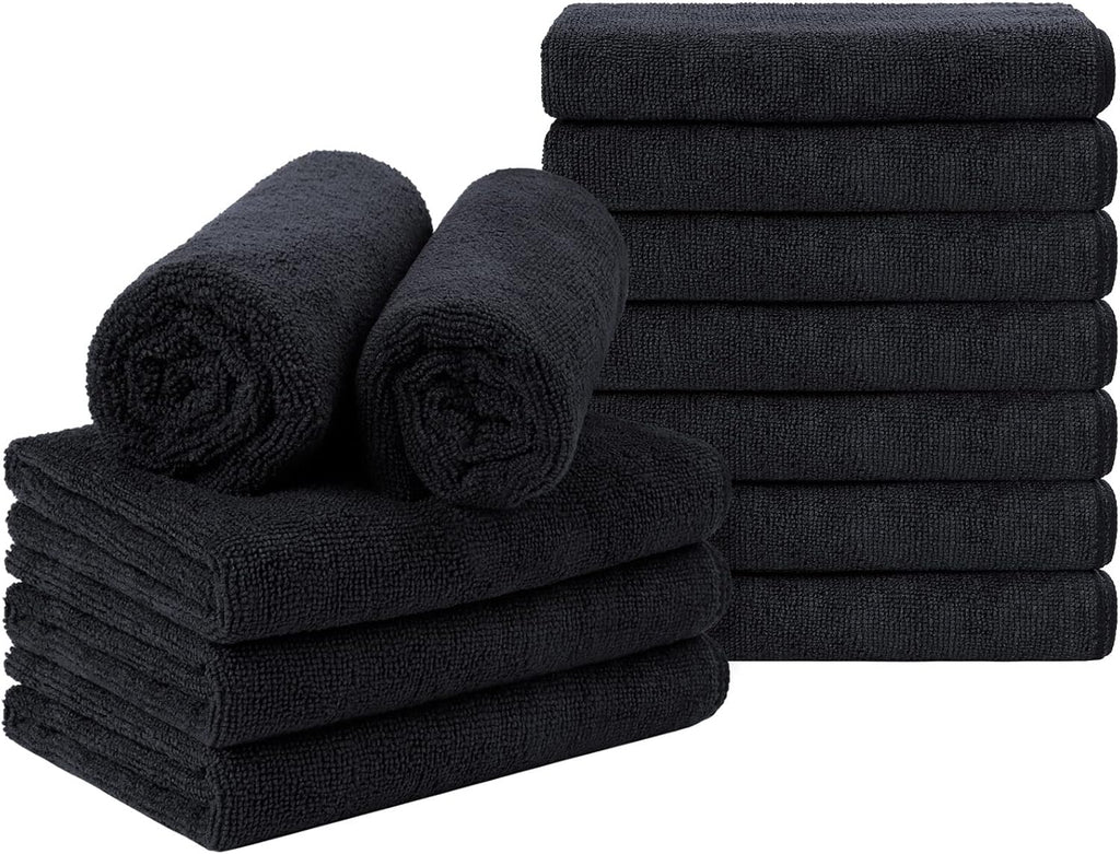 Orighty Paquete de 12 toallas negras para salón, paquete de 12 (no...