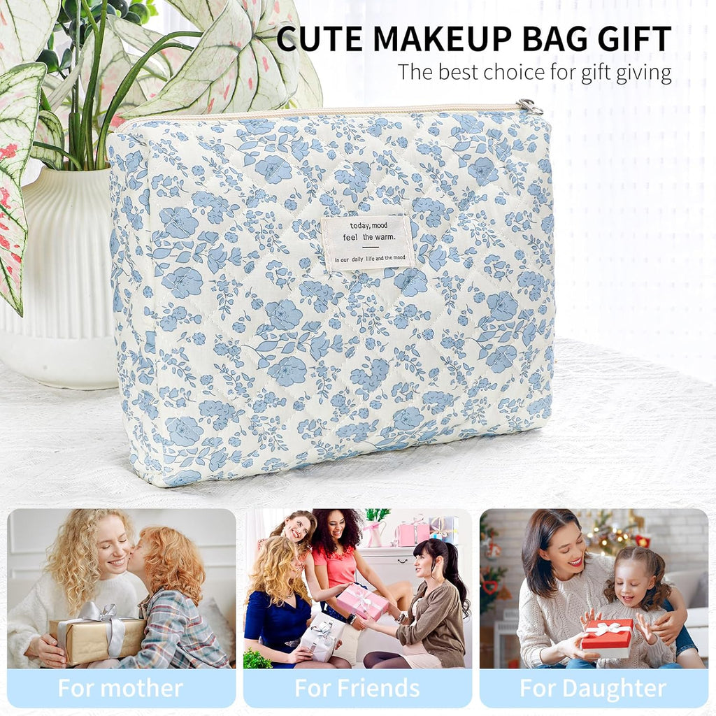 senbowe Bolsa de maquillaje floral, paquete de 3 bolsas de maquilla...