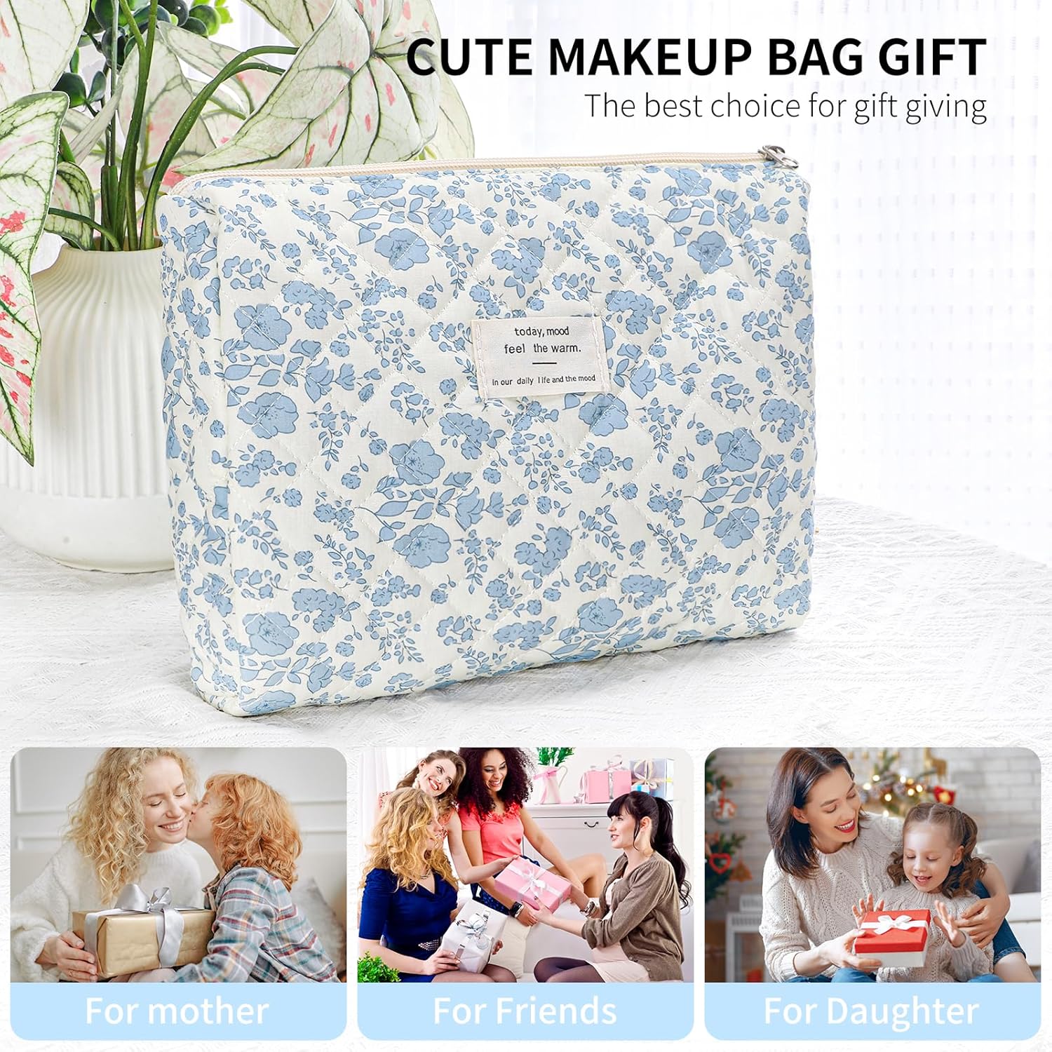 senbowe Bolsa de maquillaje floral, paquete de 3 bolsas de maquilla...